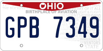 OH license plate GPB7349
