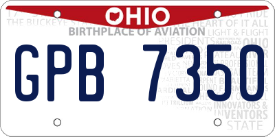 OH license plate GPB7350