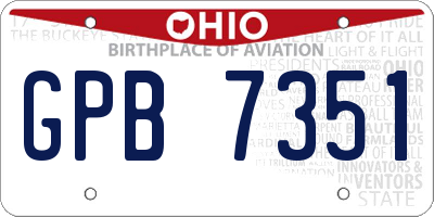 OH license plate GPB7351
