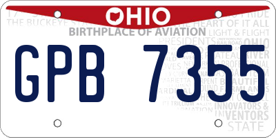 OH license plate GPB7355