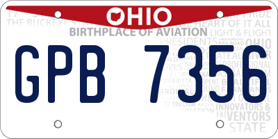 OH license plate GPB7356