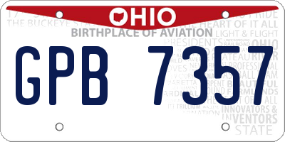 OH license plate GPB7357