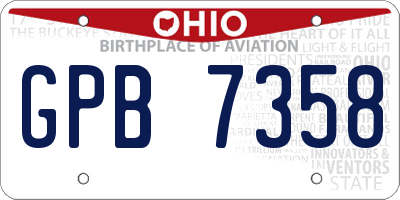 OH license plate GPB7358