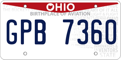 OH license plate GPB7360