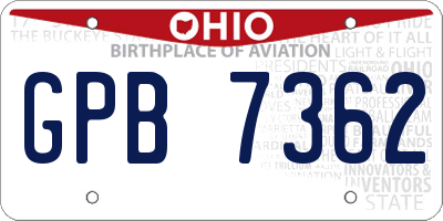 OH license plate GPB7362