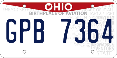 OH license plate GPB7364