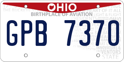 OH license plate GPB7370