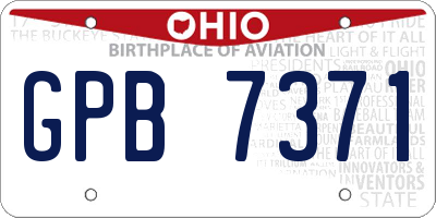OH license plate GPB7371