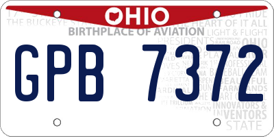 OH license plate GPB7372