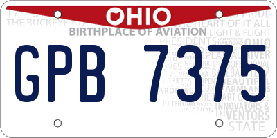 OH license plate GPB7375