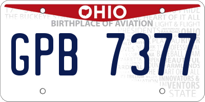 OH license plate GPB7377