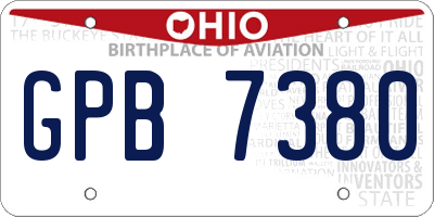 OH license plate GPB7380