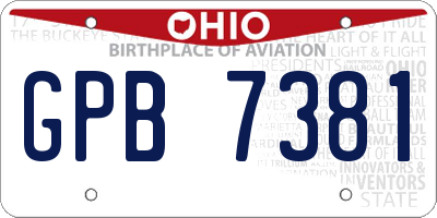 OH license plate GPB7381