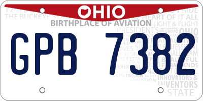 OH license plate GPB7382