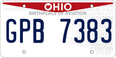 OH license plate GPB7383