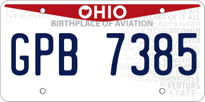 OH license plate GPB7385