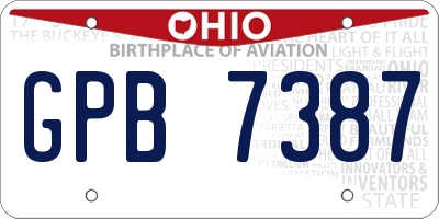 OH license plate GPB7387