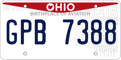 OH license plate GPB7388