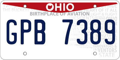 OH license plate GPB7389