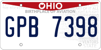 OH license plate GPB7398