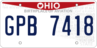OH license plate GPB7418