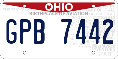 OH license plate GPB7442