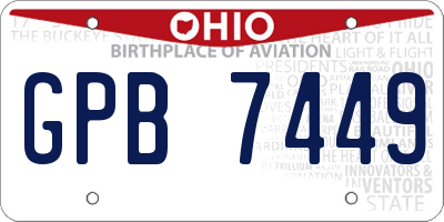 OH license plate GPB7449