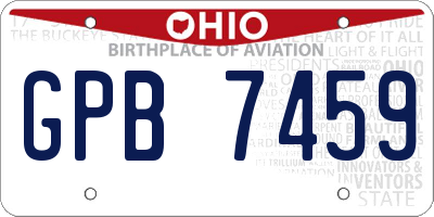 OH license plate GPB7459