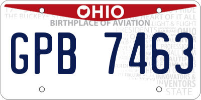OH license plate GPB7463