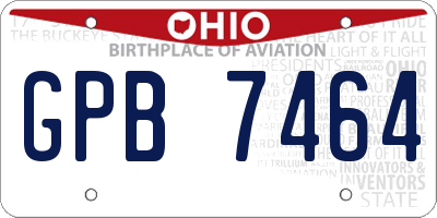 OH license plate GPB7464
