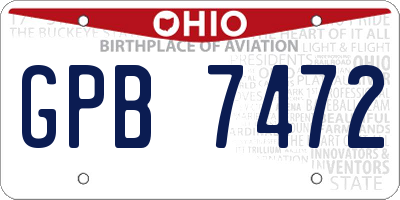 OH license plate GPB7472