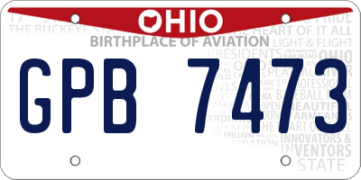 OH license plate GPB7473