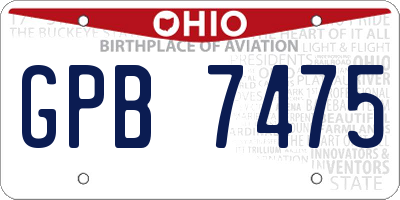 OH license plate GPB7475
