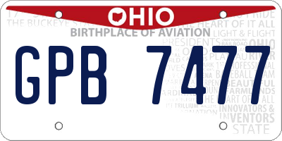 OH license plate GPB7477