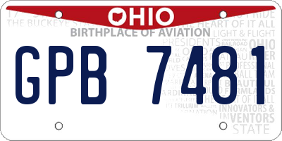 OH license plate GPB7481