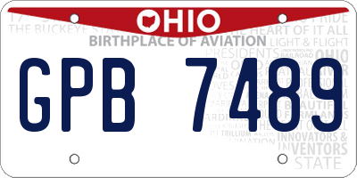 OH license plate GPB7489