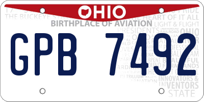 OH license plate GPB7492