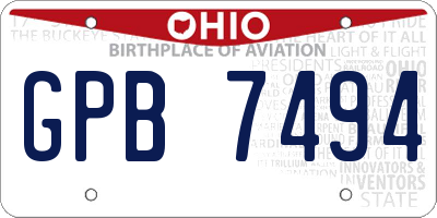 OH license plate GPB7494