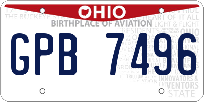 OH license plate GPB7496