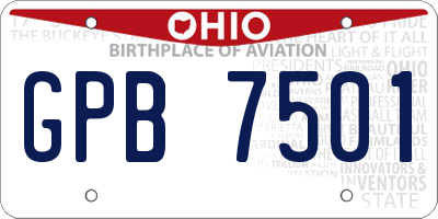 OH license plate GPB7501