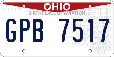 OH license plate GPB7517