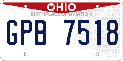 OH license plate GPB7518