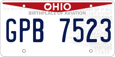 OH license plate GPB7523