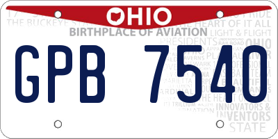 OH license plate GPB7540
