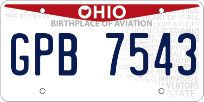 OH license plate GPB7543