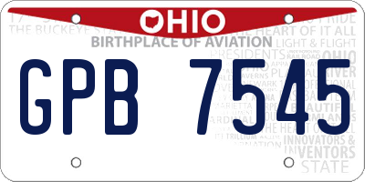 OH license plate GPB7545