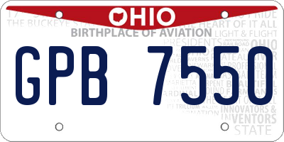 OH license plate GPB7550