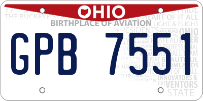 OH license plate GPB7551