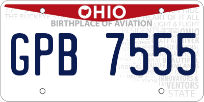 OH license plate GPB7555