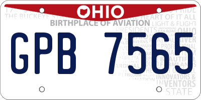 OH license plate GPB7565